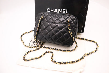 Chanel Camera Bag in Black Mattelasse Lambskin Leather