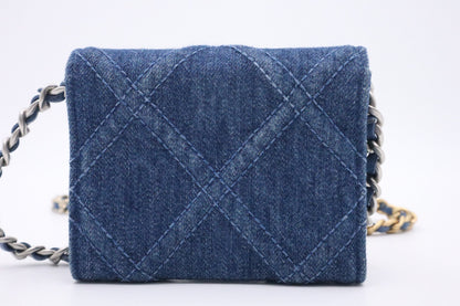 Chanel 19 Card Case on Chain in Denim Canvas