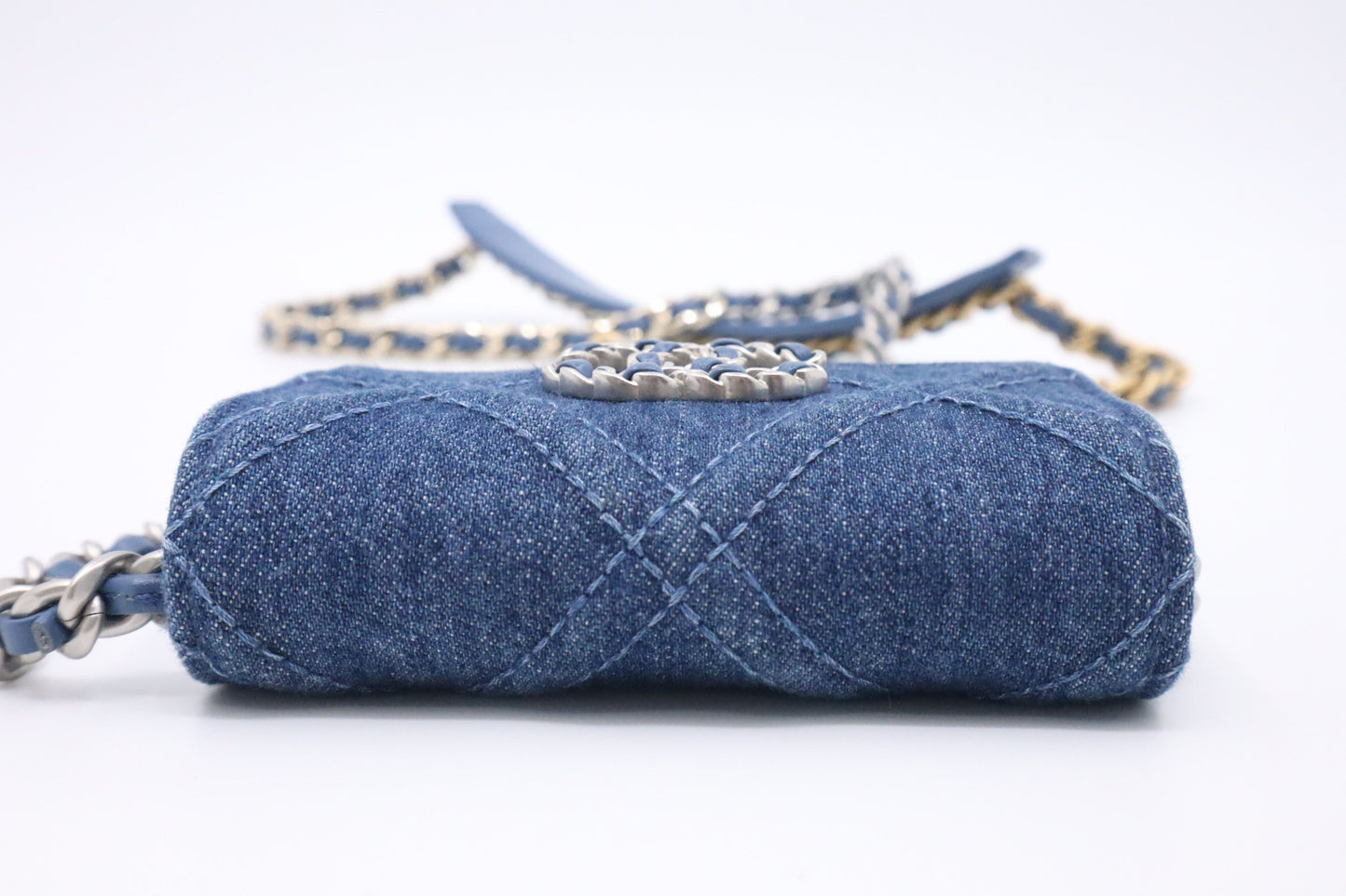 Chanel 19 Card Case on Chain in Denim Canvas