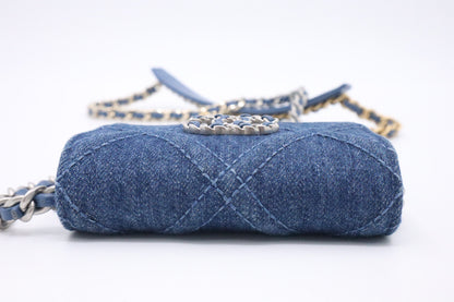 Chanel 19 Card Case on Chain in Denim Canvas