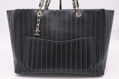 Chanel Mademoiselle Tote in Black Striped Leather