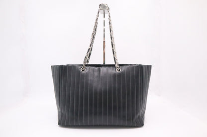 Chanel Mademoiselle Tote in Black Striped Leather