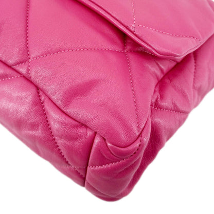 Chanel 19 Flap Medium Lambskin Quilted Leather Shoulder Bag Pink