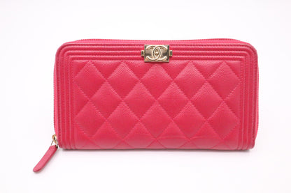 Chanel Boy Long Zippy in Pink Caviar Leather