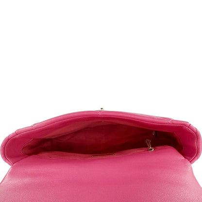 Chanel 19 Flap Medium Lambskin Quilted Leather Shoulder Bag Pink