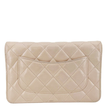 CHANEL CC Pearl Caviar Quilted Leather WOC Crossbody Bag Off white