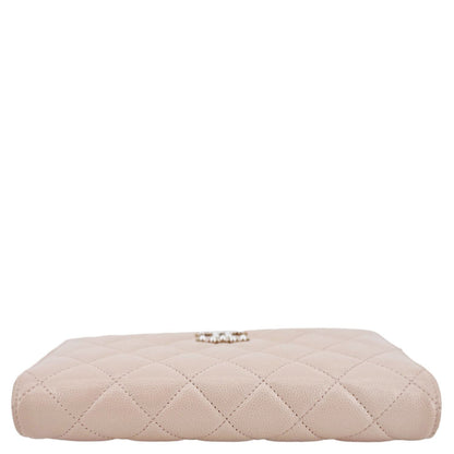 CHANEL CC Pearl Caviar Quilted Leather WOC Crossbody Bag Off white