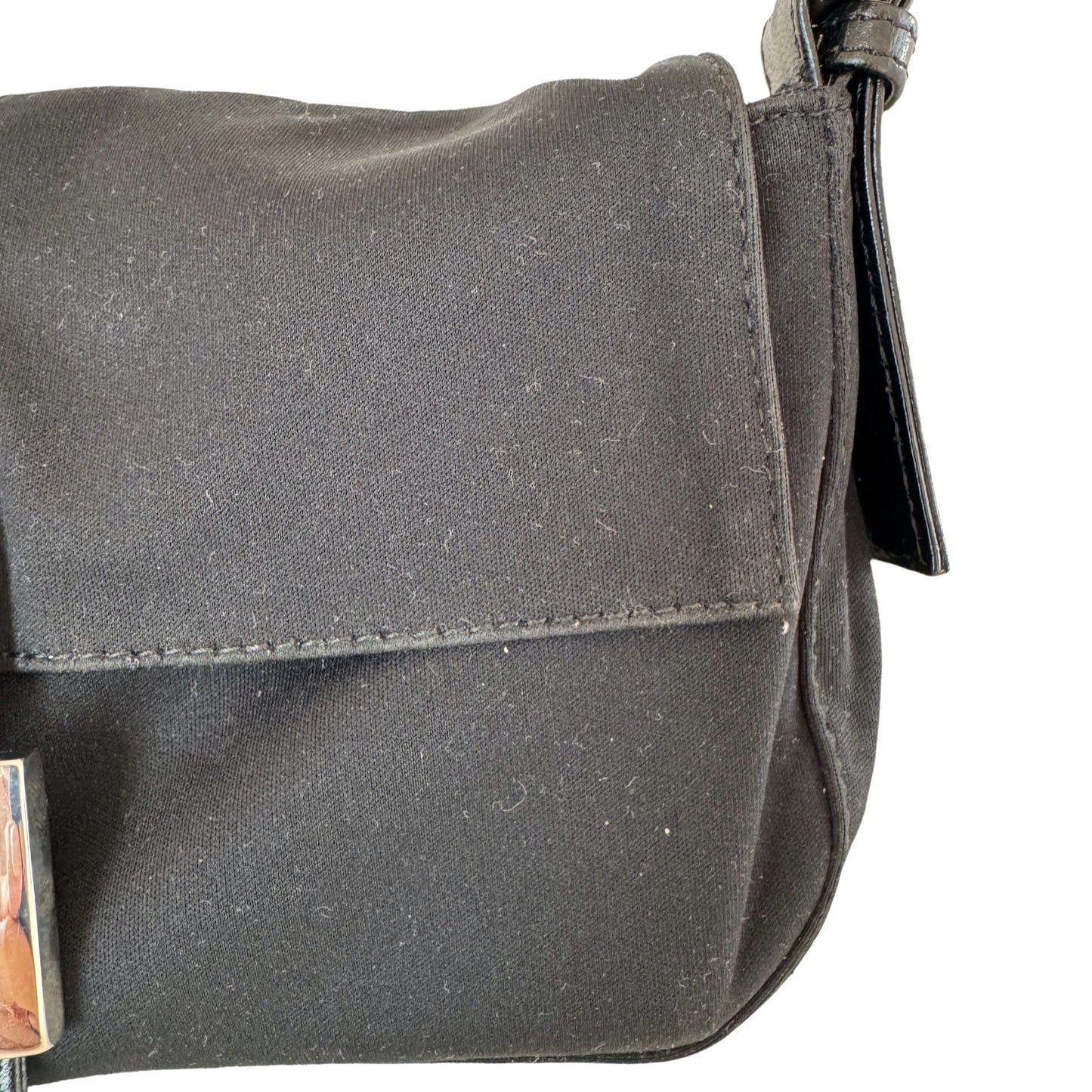 FENDI Baguette Vintage Black Cloth Silver Hardware