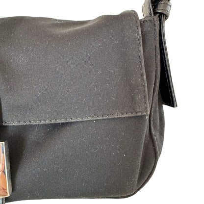 FENDI Baguette Vintage Black Cloth Silver Hardware