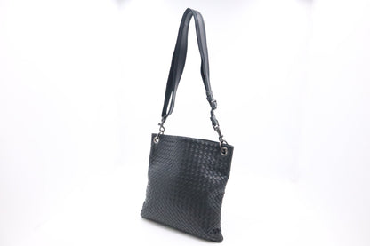 Bottega Veneta Crossbody Bag in Black Intrecciato Leather