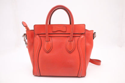 Celine Nano Luggage in Dark Orange Leather