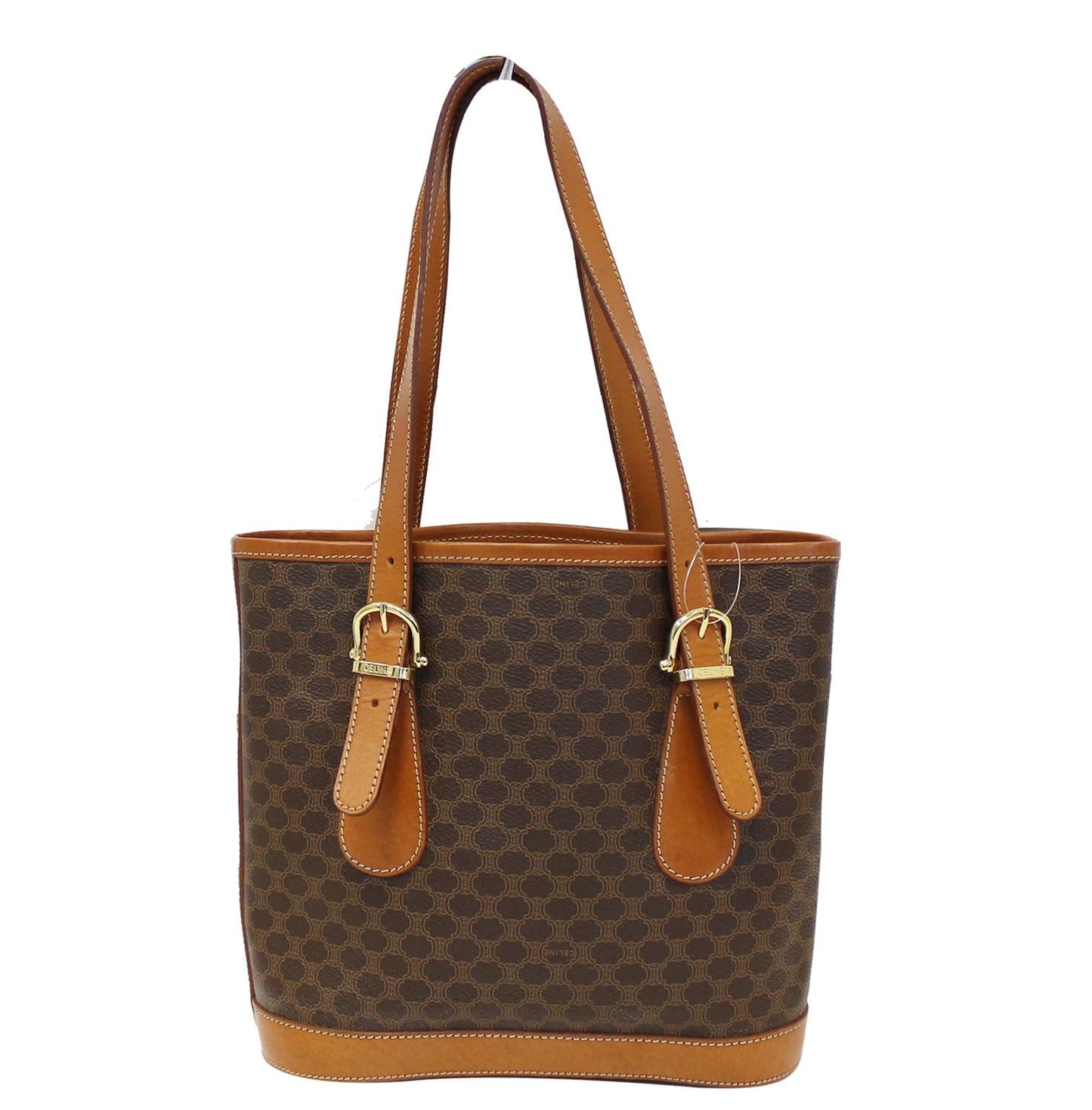 CELINE Macadam Pattern PVC Leather Brown Shoulder Bag