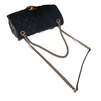 Chanel Shiva Flap Bag Distressed Black Caviar with Gold Chain