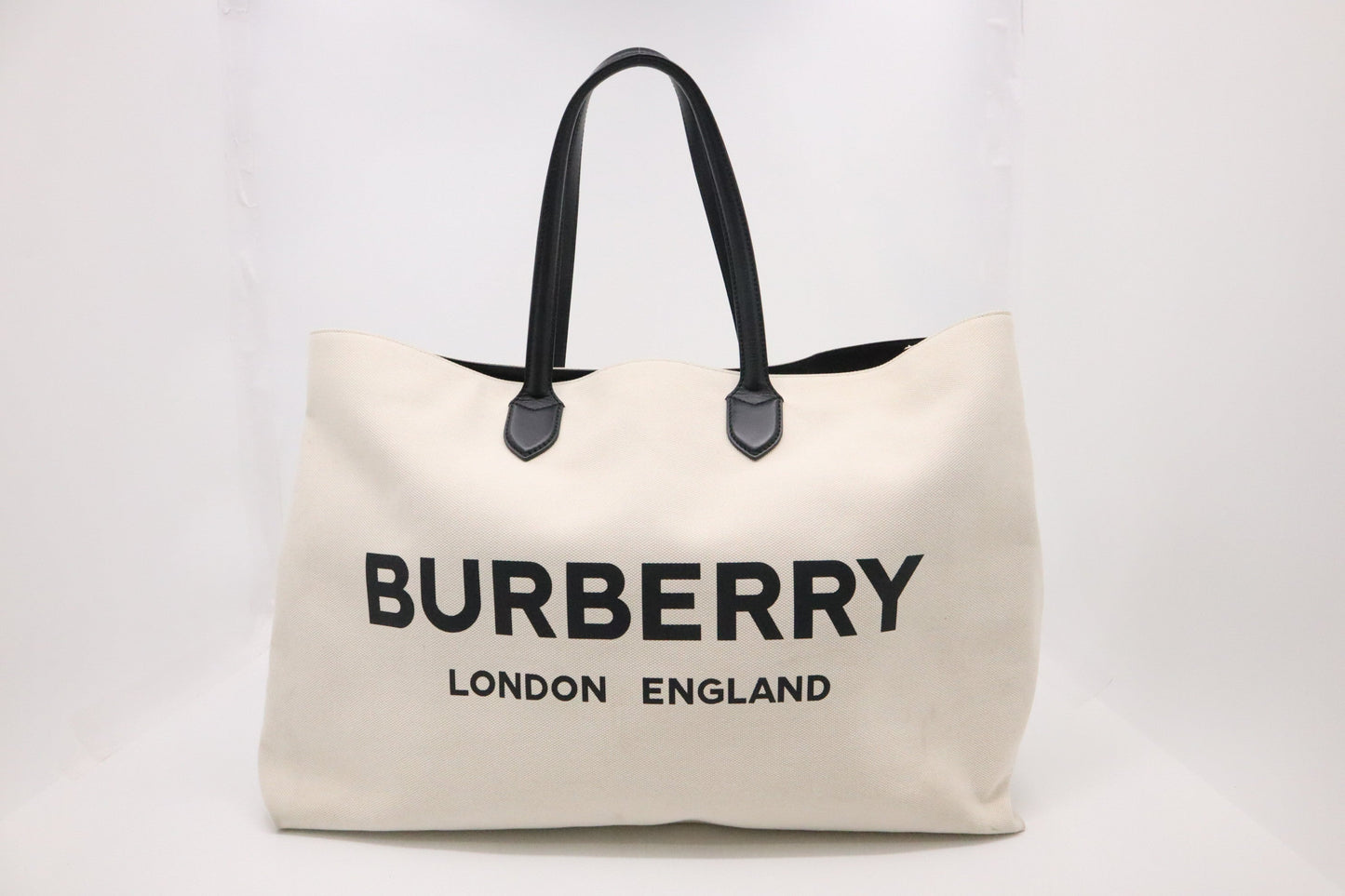 Burberry Large Tote in White Canvas
