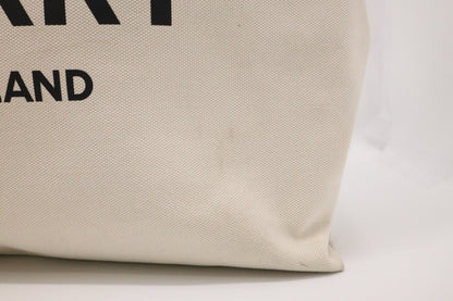 Burberry Large Tote in White Canvas