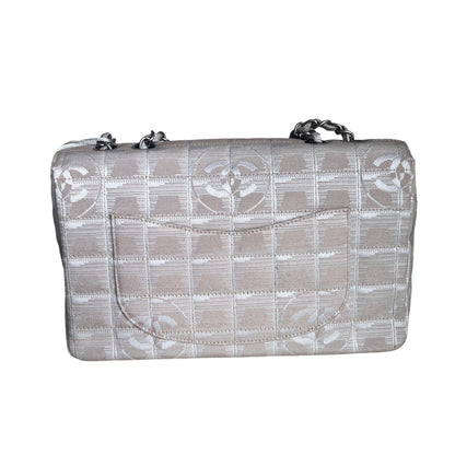 Chanel Beige Canvas Ice Cube Classic Flap 2000-2002 Travel Line Shoulder Bag