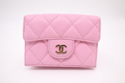 Chanel Compact Wallet in Pink Caviar Leather