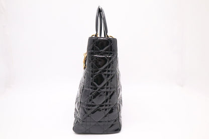 Dior Large Lady Dior in Black Cannage Patent Leather