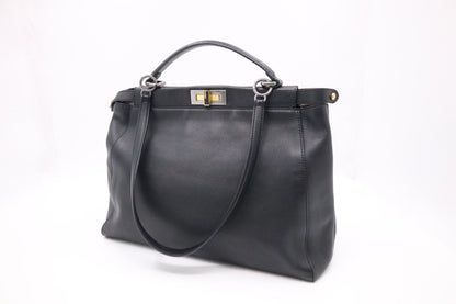 Fendi Medium Peekaboo Tote in Black Leather
