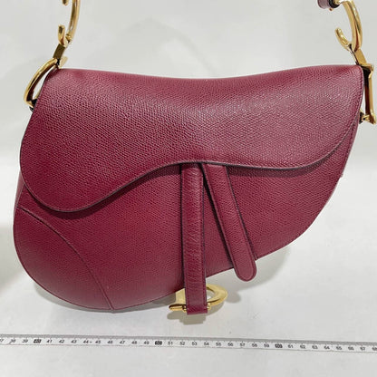 Dior Saddle Red Medium Grained Leather Shoulder Bag