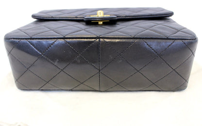 CHANEL Black Leather CC Classic Flap Shoulder Crossbody Bag