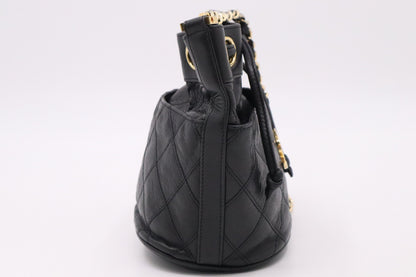 Chanel Mini Bucket Bag in Black Leather