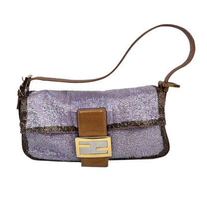 FENDI Baguette Glitter beads Lilac