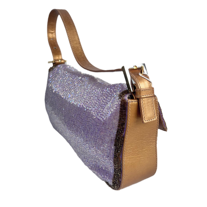 FENDI Baguette Glitter beads Lilac