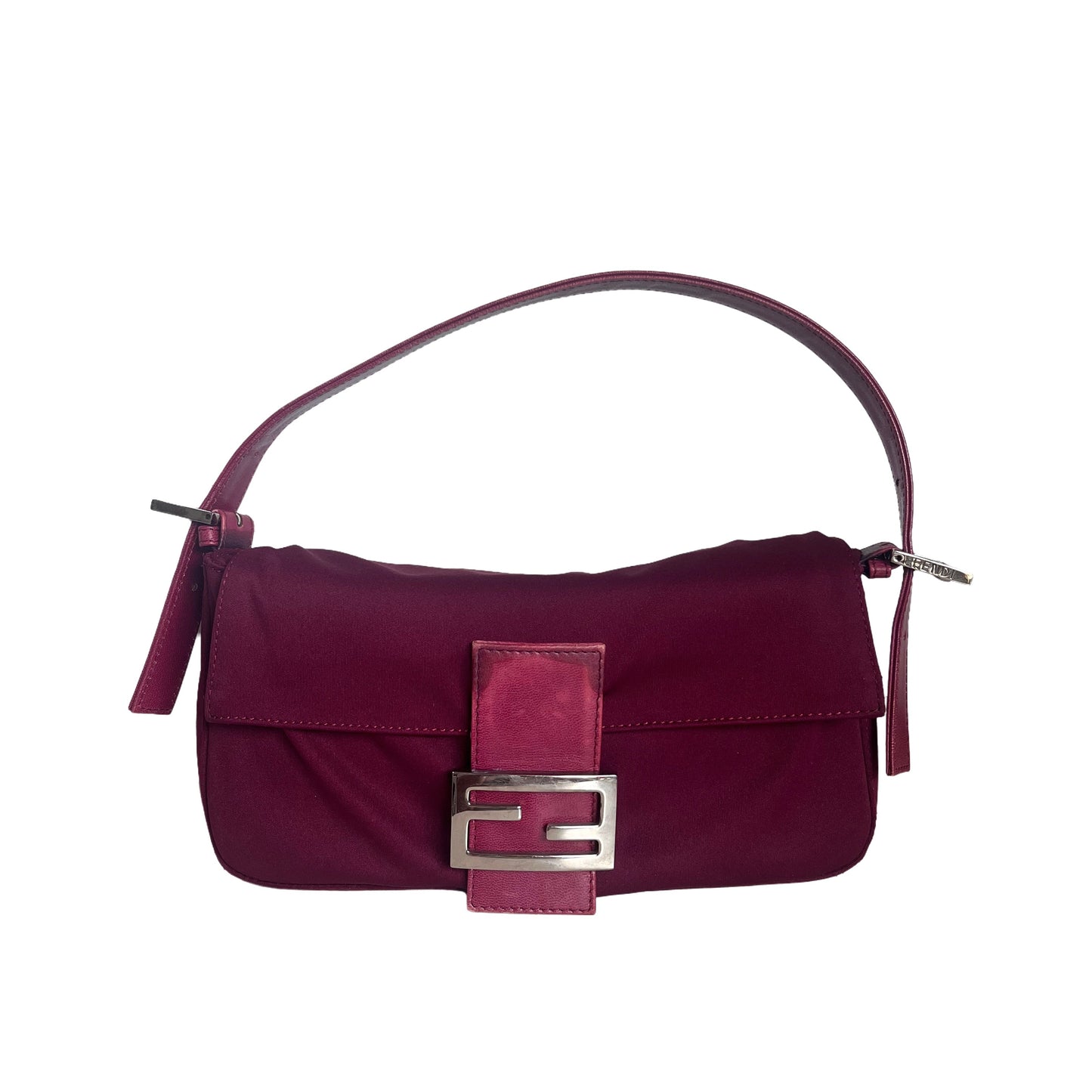 FENDI Baguette Raspberry Pink Cloth Shoulder Bag