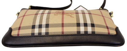 BURBERRY Haymarket Check Coated Canvas Peyton Crossbody Bag
