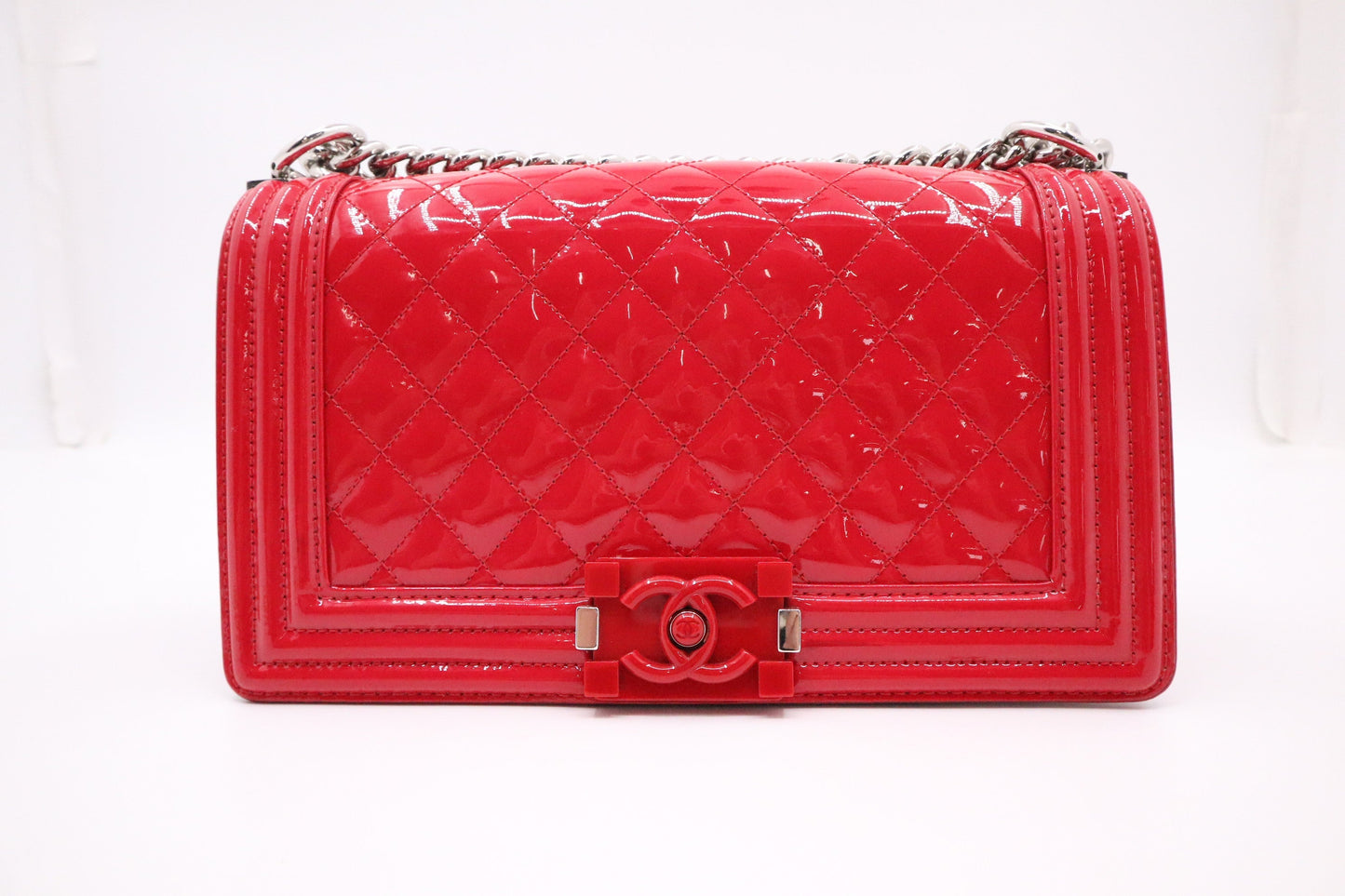Chanel Medium Boy in Pink Patent Leather