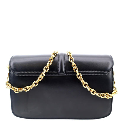 CELINE 16 Satinated Calfskin Leather Crossbody Chain Bag Black