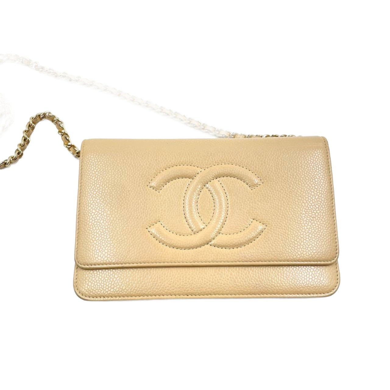 Chanel Wallet on Chain WOC Double CC Beige Caviar Leather