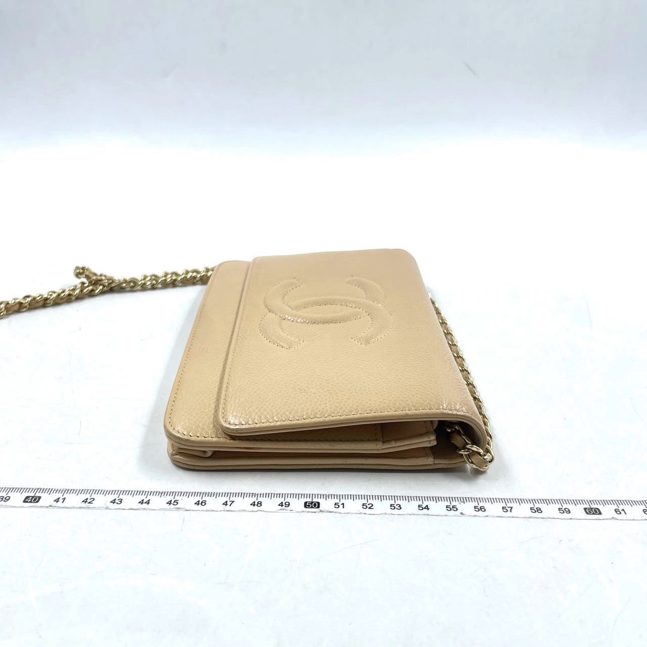 Chanel Wallet on Chain WOC Double CC Beige Caviar Leather
