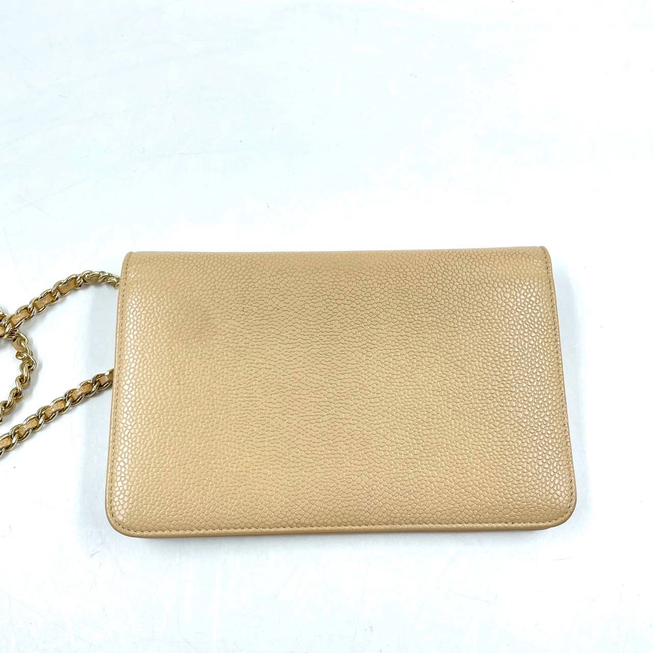 Chanel Wallet on Chain WOC Double CC Beige Caviar Leather