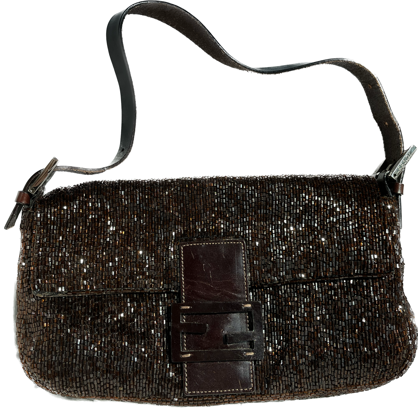 FENDI Baguette chocolate brown beads excellent condition