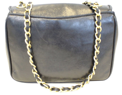 CHANEL Lamb Skin Black CC Logo Chain Shoulder Crossbody Bag
