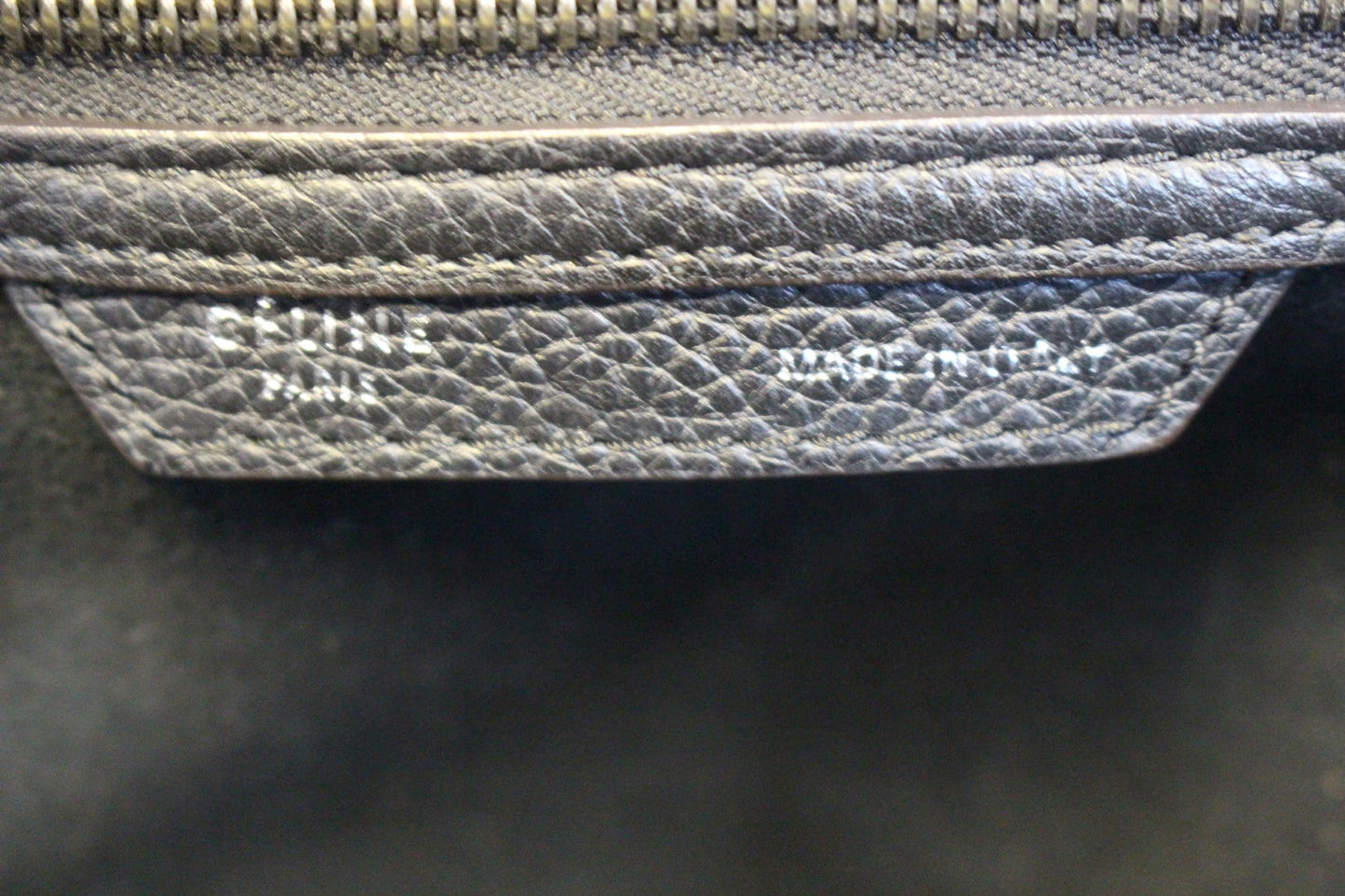 CELINE Black Leather Mini Luggage Tote Bag