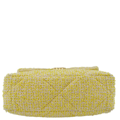 CHANEL 19 Flap Small Quilted Tweed Shoulder Bag Yellow