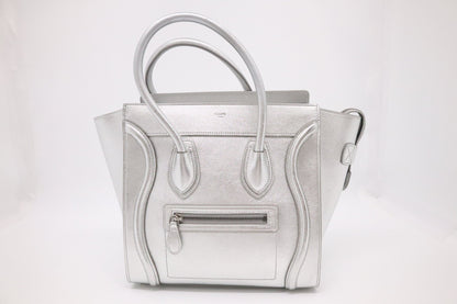 Celine Micro Luggage in Silver Leather