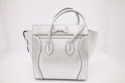 Celine Micro Luggage in Silver Leather
