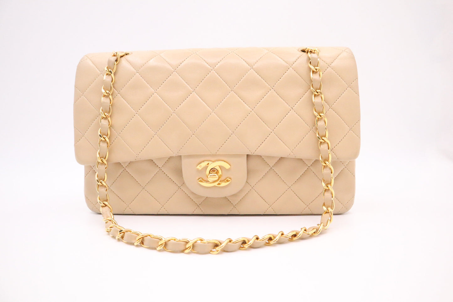 Chanel Medium Double Flap in Beige MattelassÃ© Leather