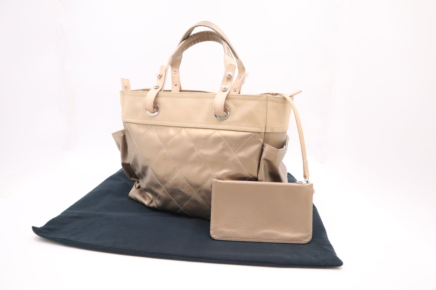 Chanel Paris Biarritz Tote Bag Large in Gold MattelassÃ© Leather