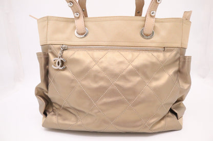 Chanel Paris Biarritz Tote Bag Large in Gold MattelassÃ© Leather