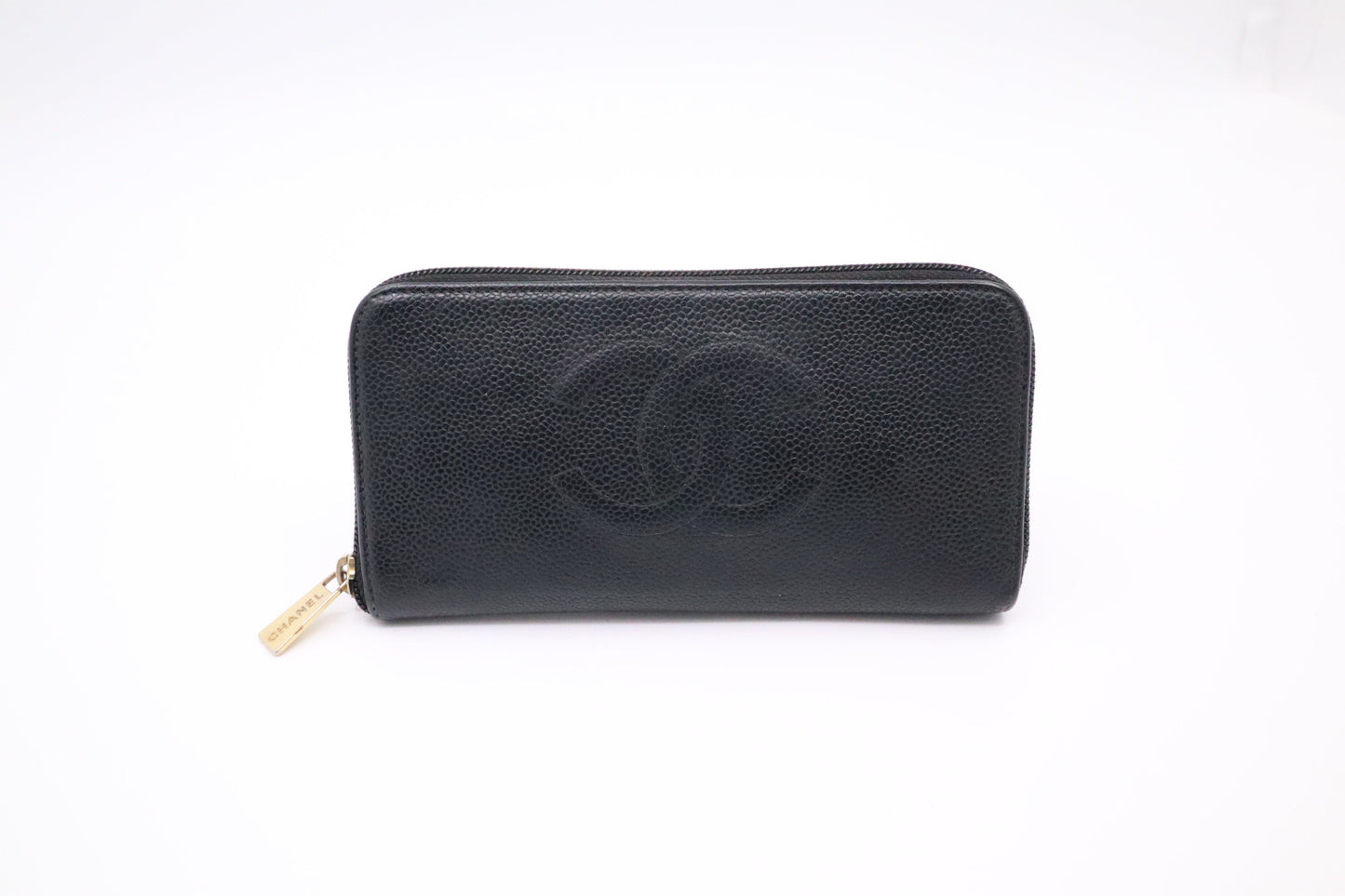 Chanel Long Zippy Wallet in Black Caviar Leather