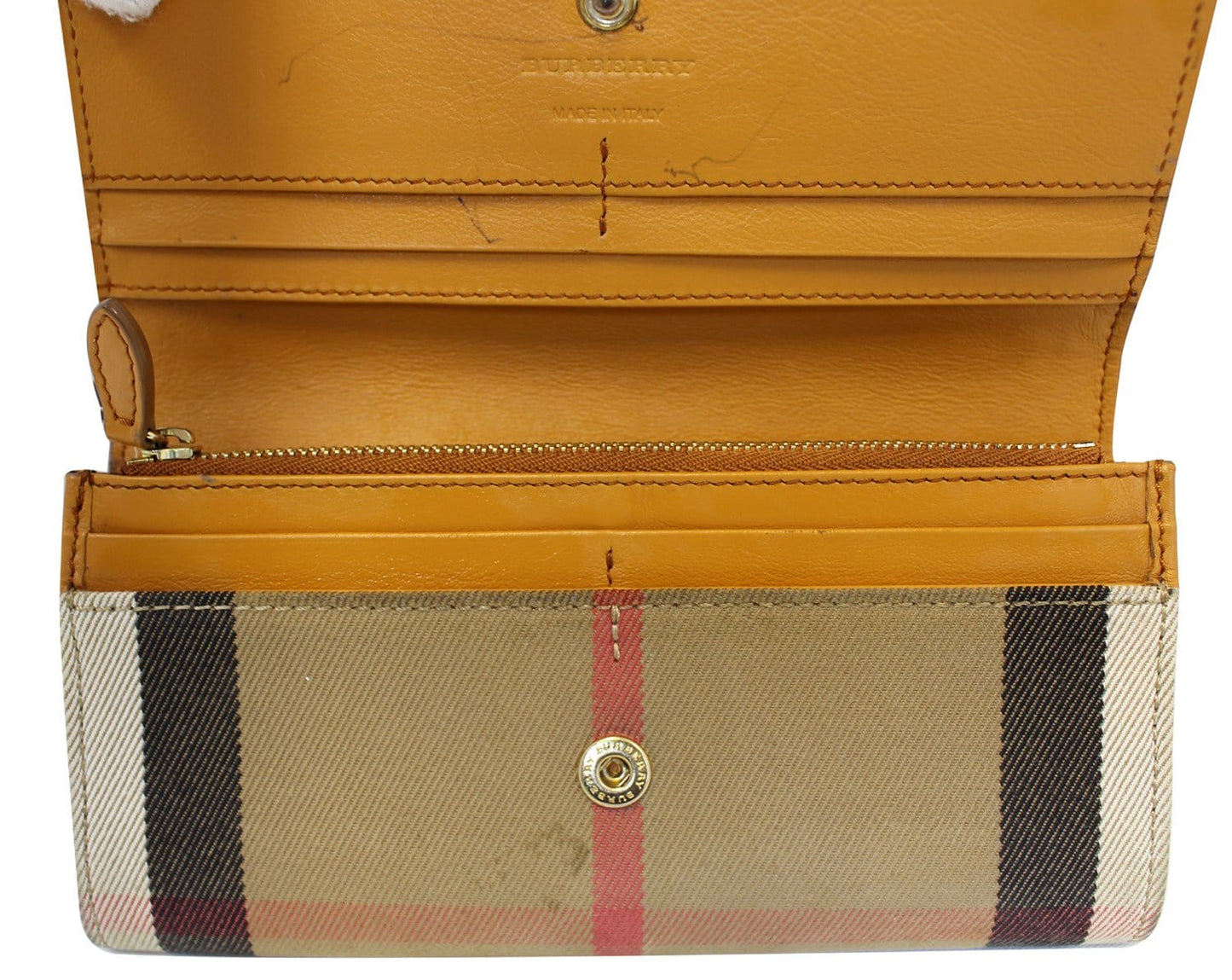 BURBERRY Yellow Leather Haymarket Check Continental Wallet