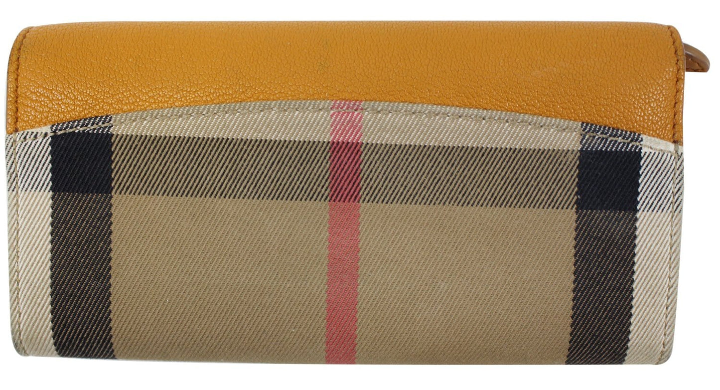 BURBERRY Yellow Leather Haymarket Check Continental Wallet