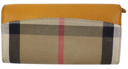 BURBERRY Yellow Leather Haymarket Check Continental Wallet