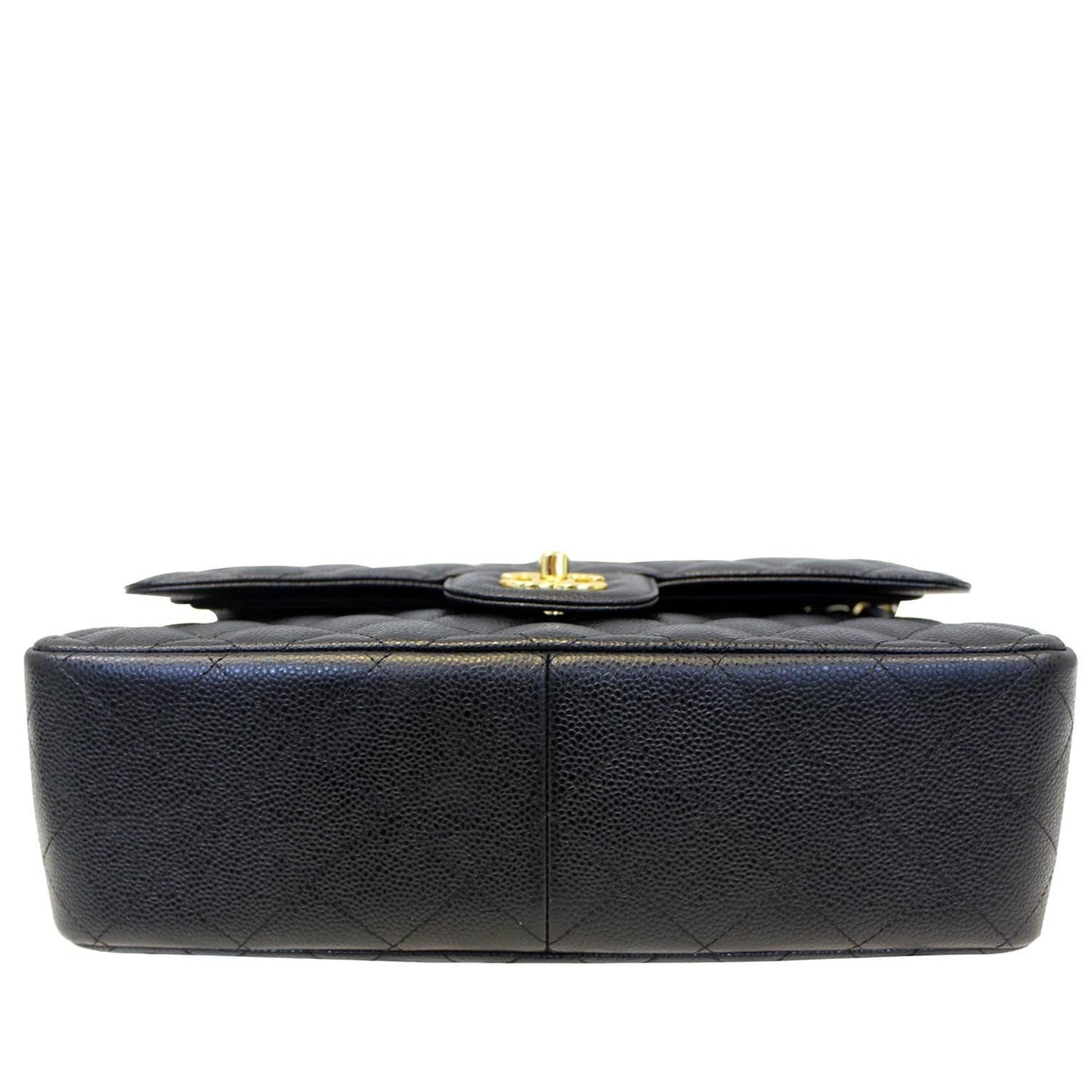 CHANEL Classic Jumbo Caviar Leather Double Flap Shoulder Bag Black