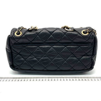 Chanel Paris Bombay Pondicherry Flap Bag Quilted Medium Black Gold Hardware